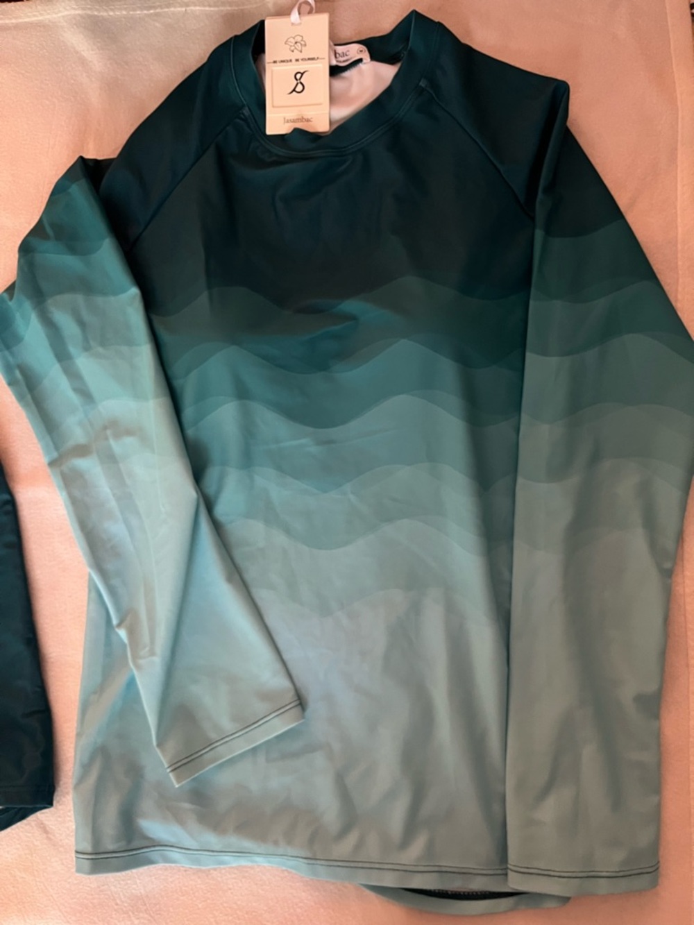 Jasambac Long Sleeve Gradient Rash Guard - Teal ladies swimsuit